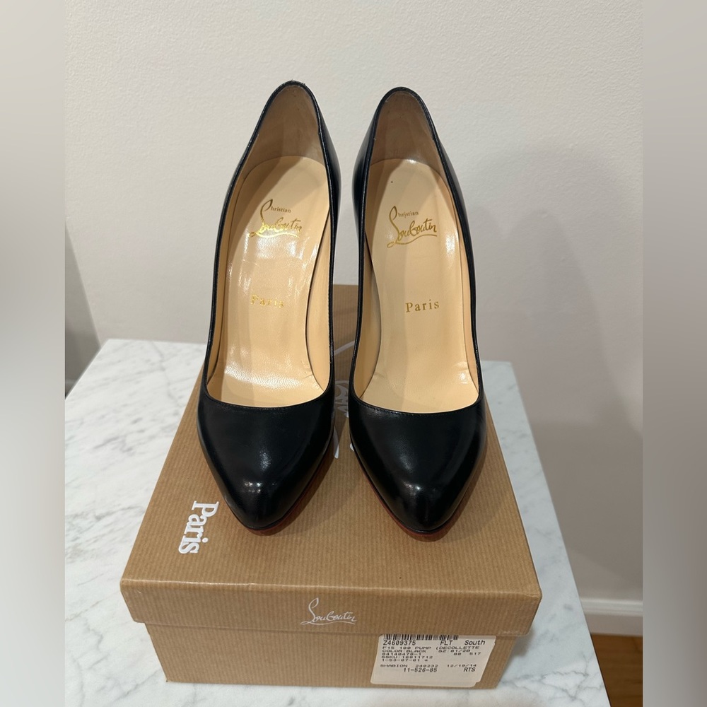Authentic Christian Louboutin Hi Elisa 100mm pumps 38.5 in BLACK